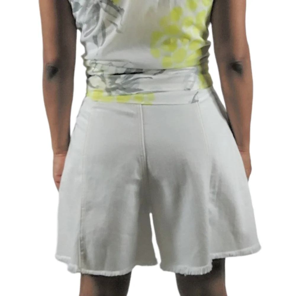 We The Free White High-Waisted Raw Hem Loose Fit Shorts